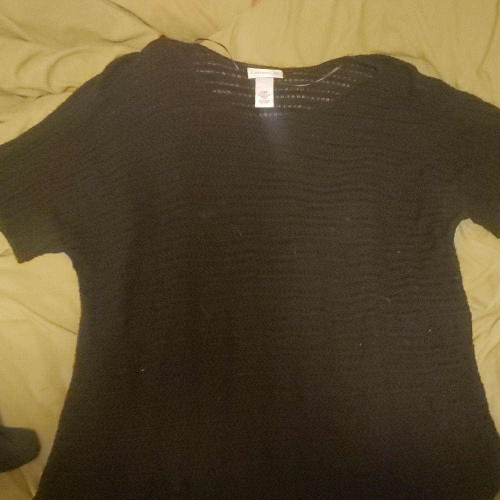 Catherine Malandrino Black Ribbed Crew Neck Sweater